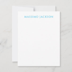 Name Calligraphy Script Plain Simple White Blue Card