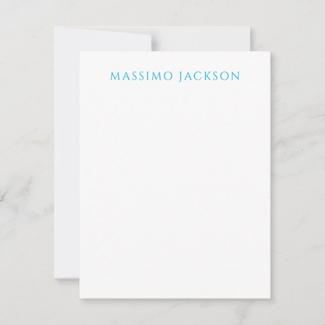 Name Calligraphy Script Plain Simple White Blue Card (Front)