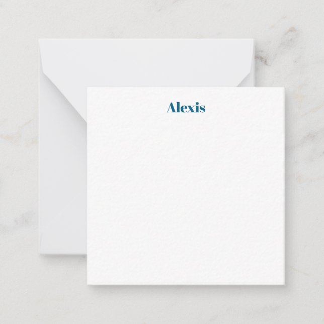Name Calligraphy Script Plain Simple White Blue Card (Front)