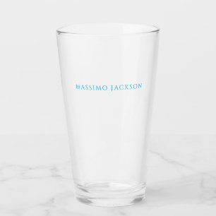 Name Calligraphy Script Plain Simple White Blue Glass