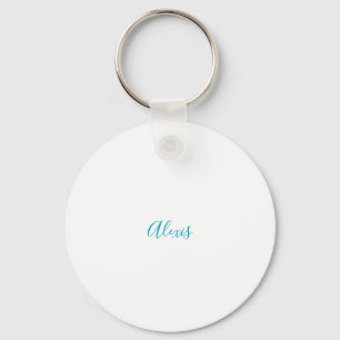 Name Calligraphy Script Plain Simple White Blue Keychain