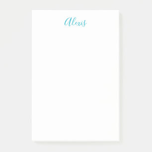 Name Calligraphy Script Plain Simple White Blue Post-it Notes