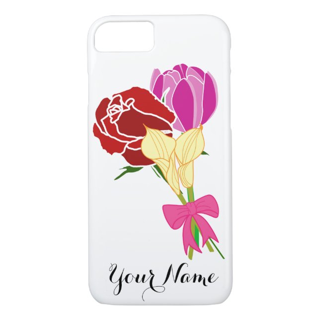 Name case. personalized Flower bouquet Case-Mate iPhone Case (Back)