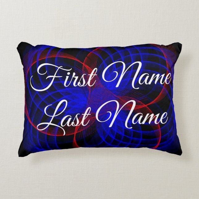 Name Change Triple Blue Accent Geometric Pillow (Front)