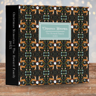 Name Christmas Reindeers Black Seamless Pattern Binder