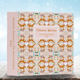 Name Christmas Reindeers Pink Seamless Pattern Binder