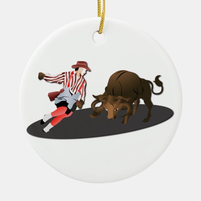 NAME: Clown and Bull 1-No-Text Ceramic Ornament (Front)