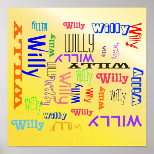 Name Collage Amazing Yellow Terrific Poster