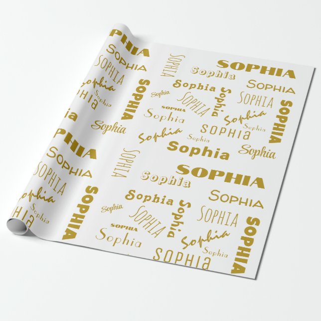 Name Collage Personalized Christmas Wrapping Paper (Unrolled)