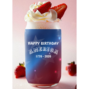 Name    Colorful Happy Birthday America Can Glass