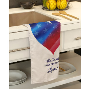 Name    Colorful Patriotic Pattern Heart and Quote Kitchen Towel