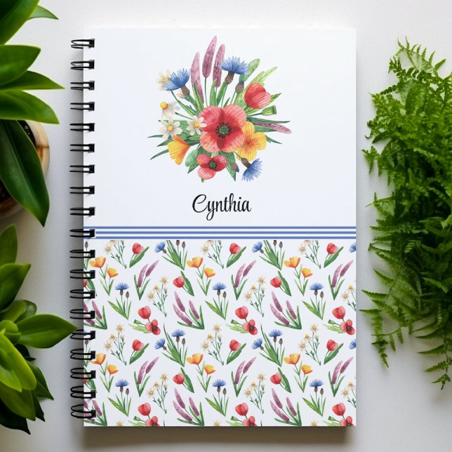 Name, Colourful Summer Watercolor Wildflowers Notebook (Creator Uploaded)
