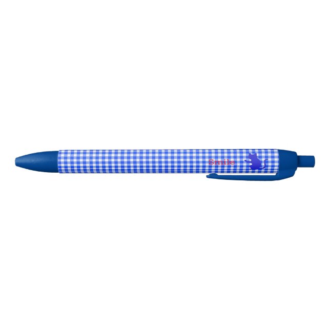 Name Custom CAT & Check (Blue) Black Ballpoint Ink Pen (Bottom)