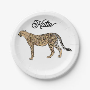 Name Custom Cheetah Paper Plate