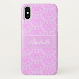 Name custom damask lilac iphone case