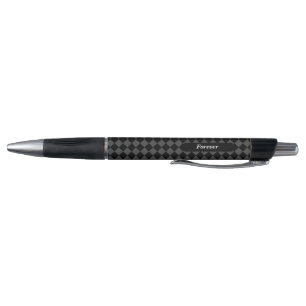 Name Customization Check Black Gray Ballpoint Pen