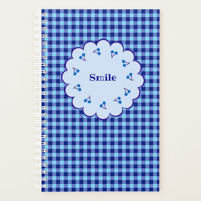 Name Customization Cherry Check Blue Planner (Front)
