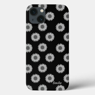 Name Customization Sunflower Black iPhone 13 Case
