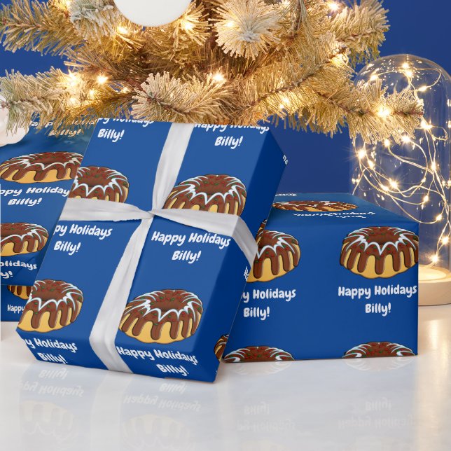 Name Customize Bundt Cake for Christmas  Wrapping Paper (Holidays)