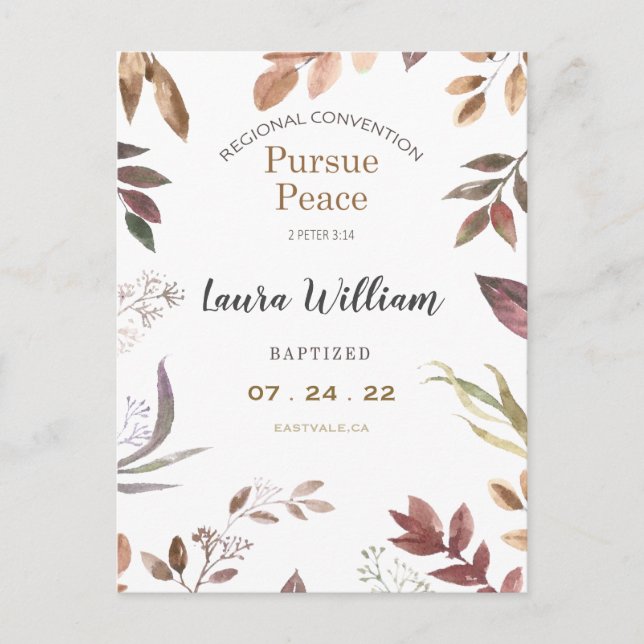 Name Customized 2022 JW Convention Baptism  Postcard (Front)