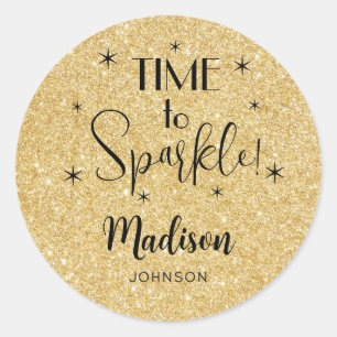 Name    Cute Gold Time to Sparkle 1.25-in Classic Round Sticker