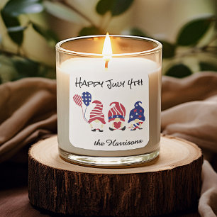 Name, Cute July 4th Gnomes & Balloons 3 or 1.5-in Square Sticker
