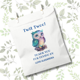Name Cute Woodland Animal Owl Birthday Thank You Favour Bag