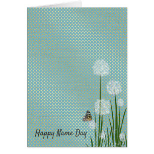 Name Day-butterfly on puff flower