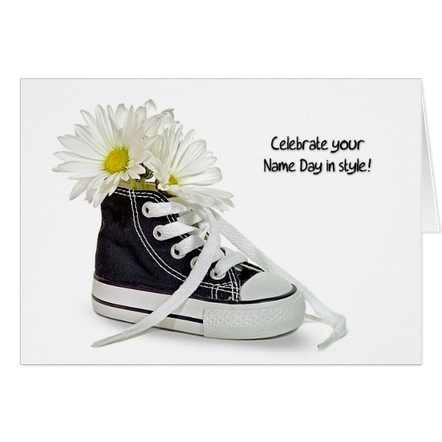 Name Day-daisy bouquet in sneaker (Front Horizontal)