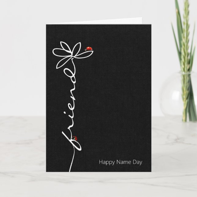 Name Day for friend daisy with lady bugs Card (Front)