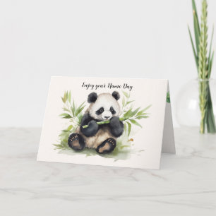 Name Day Panda Bear With Bamboo Card