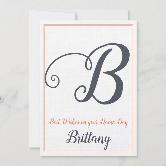 Name Day Saint's Day Letter B Monogram Invitation (Front)