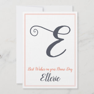 Name Day Saint's Day Letter E Monogram Invitation
