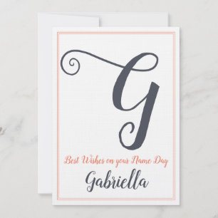 Name Day Saint's Day Letter G Monogram Invitation