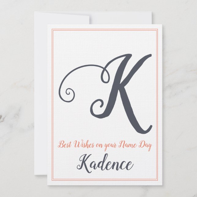 Name Day Saint's Day Letter K Monogram Invitation (Front)