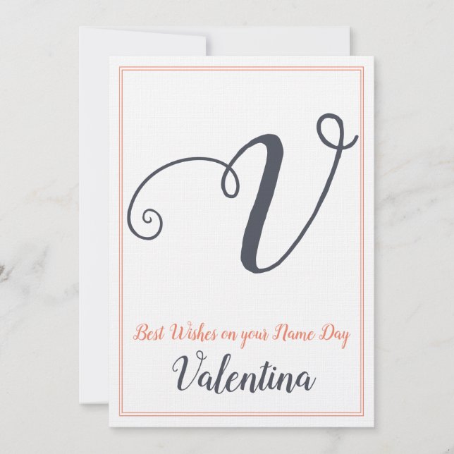 Name Day Saint's Day Letter V Monogram Invitation (Front)