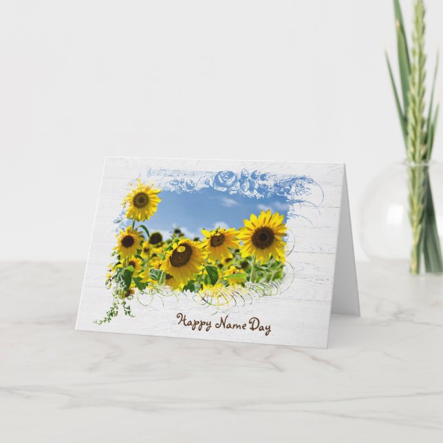 Name Day Sunflower Field Card (Front)