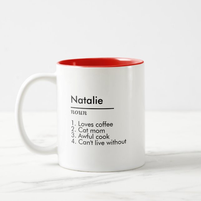 Name Definition Custom Gift for Her Personalized Two-Tone Coffee Mug (Left)