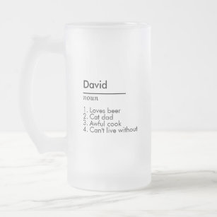 Name Definition Custom Gift for Him Personalized  Frosted Glass Beer Mug