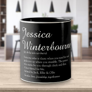 Name Definition Elegant Script Modern Two-Tone Coffee Mug