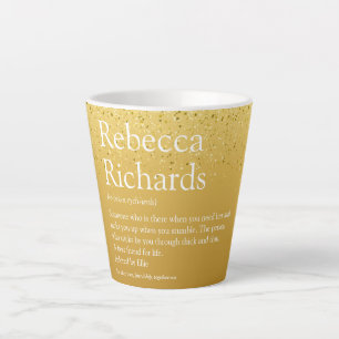Name Definition Gold Glitter Modern Fun Latte Mug