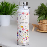 Name Definition with Colourful Wildflower Pattern Water Bottle<br><div class="desc">Wildflower water bottle with custom name definition. The personalization template is ready for you to add your name and your chosen definition using personal attributes, characteristics or skills which could be true, funny, good or bad. The design features colourful watercolor meadow wild flowers and is lettered with casual handwritten script...</div>