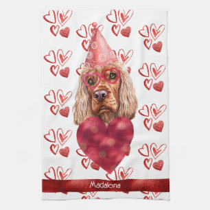 Name Dog Lover Valentine Gift Cocker Spaniel Kitchen Towel