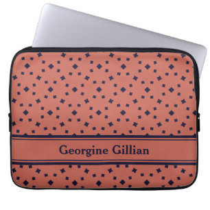 name elegant old rose dark blue  laptop sleeve