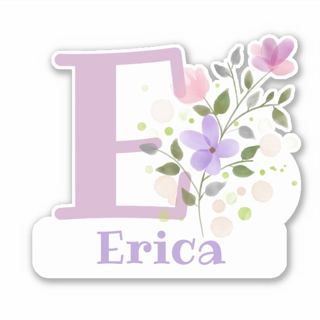Name Erica plus Initial with Floral Design (Front)