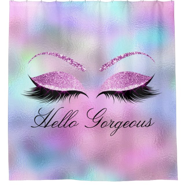 Name Eyelashes Girly Makeup Pink Holographic Glam (Front)