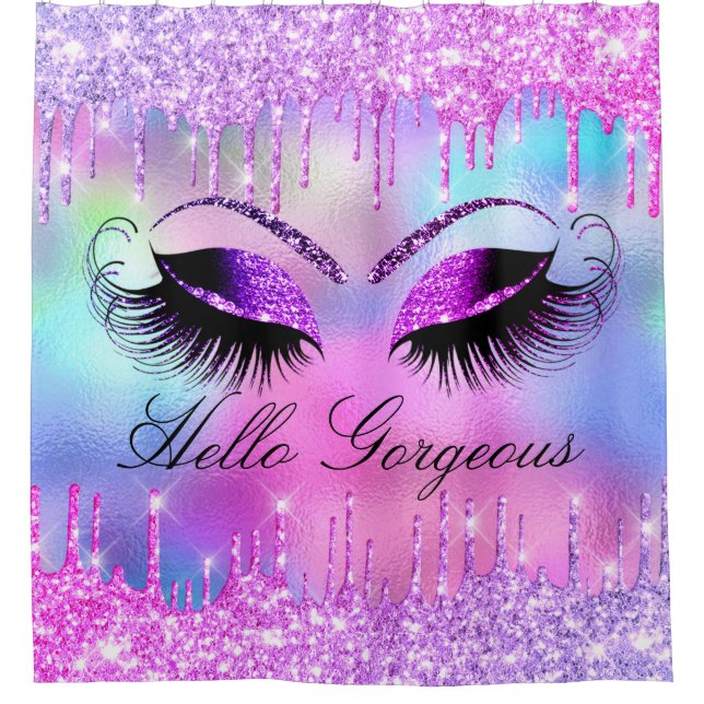 Name Eyelashes Makeup Pink Girly Drip Holograph (Front)
