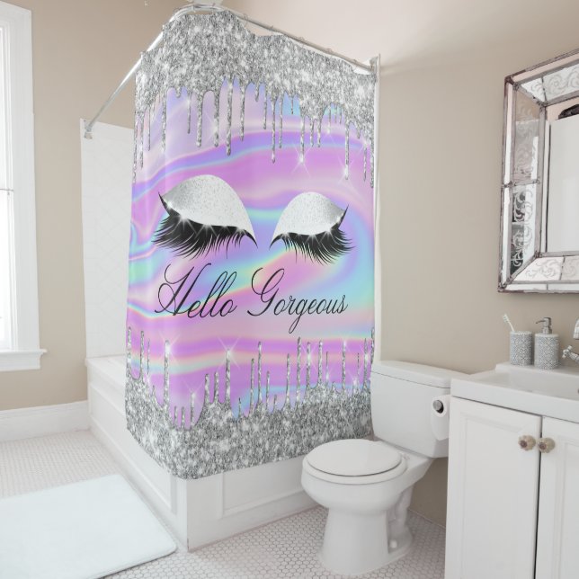Name Eyelashes Makeup Silver Girly Drips Holograph (In Situ)
