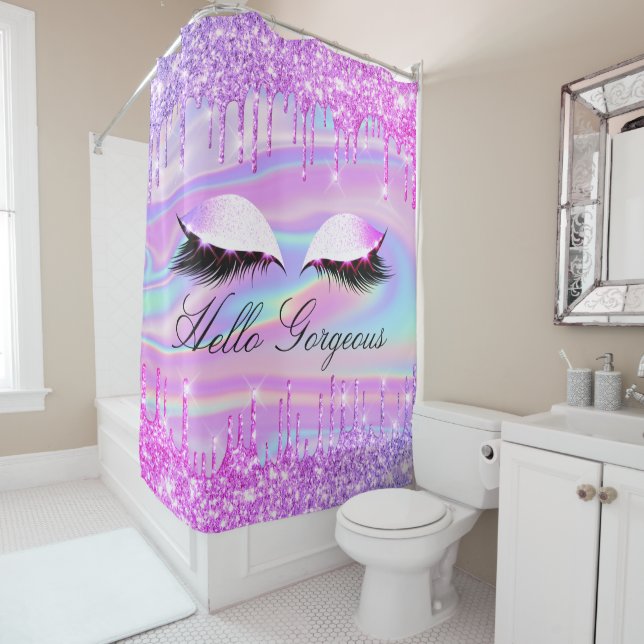 Name Eyelashes Makeup Silver Girly Drips Holograph (In Situ)