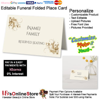[Name] Family Reserved Seating Memorial Funeral  Place Card